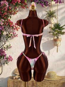 Amplova Women's Swimwear Set With Beaded Leopard Pink Details, Sexy Tropical Avant-Garde, Suitable For Vacation Beach Party Summer - Hot Pink - View 10