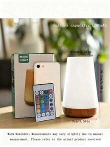 1PC LED Color Changing Table Lamp With Wood Grain 13 Color Changing Touch Night Light USB Rechargeable Desk Lamp Eye Care Desk Lamp Touch Pat Ambient Light For Bedside Study Restroom Outdoor - wood color - View 9