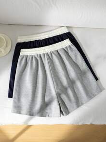 Tween Girls Casual Street Style Minimalist College Colorblock Multi-Color Multi-Piece Shorts Set - Multicolor - View 2