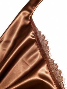 Sweetra Pure Desire Sexy Vintage Bold Avant-Garde Young Lady Street Date Birthday Party Home Casual Atmosphere Outfit Halter Tie Design Deep Brown Spring Summer Autumn Women's Dress - Brown - View 5