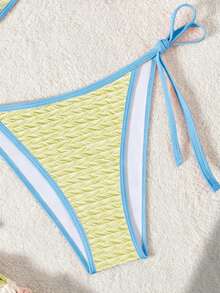 Swim Mod Women's Random Fabric Elegant Triangle Bikini Set 2 Pieces Swimsuit - Light Yellow - View 3