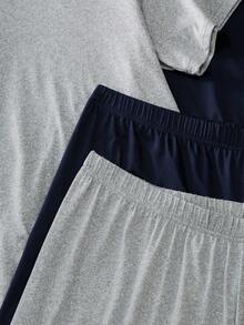 Provexi Provexi 男士基礎休閒寬鬆舒適黑灰色短袖上衣與短褲家居服套裝（含2件上衣與2件褲子） - 彩色 - 查看 5