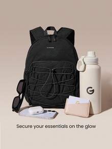 GLOWMODE Medium 10L DailyMotion Water-Resistant Backpack Bag With Side Pockets External Zip Pocket Button Closure Reflective Daily Casual Hiking Outdoor - Black - View 2