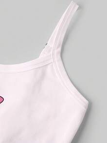 Sweetina THE POWERPUFF GIRLS X SHEIN 女款粉色圖案細肩帶短褲兩件套－可愛休閒街頭風，西部節慶穿搭，適合居家、開學季，復古 Y2K Soft Girl/Clean Girl 風格 - 彩色 - 查看 5
