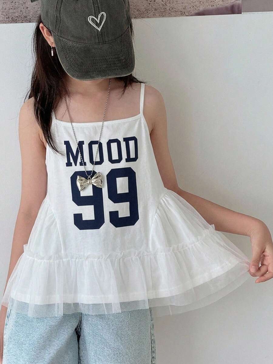 Dazy Kids Tween Girl Fall Clothes Tween Girls Round Neck Printed Sleeveless T-Shirt Summer - White - View 1