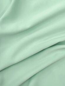 SHEIN LUNE Set 2 Potong Wanita Kasual Tropis untuk Liburan Pantai Musim Panas, Blus Tanpa Lengan Sifon Transparan Motif Macan Tutul dan Celana Kaki Lebar Warna Hijau Muda Mint - Mint Green - View 6
