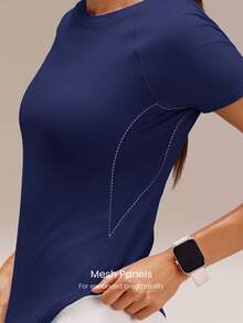 GLOWMODE Power Play Quick-Dry Tee Fitted Shirt Gym - Dark Blue - View 4