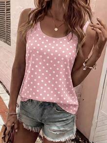 EMERY ROSE Women's Spring/Summer New Hot-Selling Polka Dot Print Pattern Casual Versatile Tank Top - Multicolor - View 1