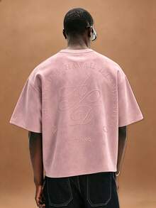STYNVO 男士夏季休閒字母刺繡T恤 - 淺粉色 - 查看 4
