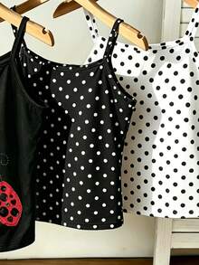 Tank Top Camisole Motif Kumbang Lucu Terbaru untuk Anak Perempuan, Warna Hitam, Pakaian Dalam Kasual Serbaguna, Cocok untuk Olahraga Luar Ruangan, Nyaman, Klasik Sepanjang Musim untuk Musim Semi, Musim Panas, Musim Gugur, dan Musim Dingin. - MultiWarna - View 4