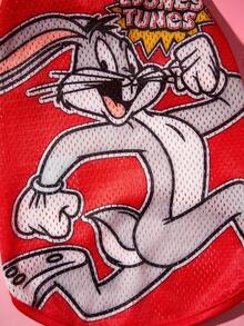 LOONEY TUNES X SHEIN 1件卡通圖案印花寵物背心，貓咪衣服，狗狗衣服，尺寸XXS-XXXXL，特小號，特大號，昆蟲圖案 - 紅色 - 查看 3