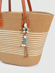 ROMWE Fairycore 1 Piece Spring Summer Dopamine Style Colorful Beaded Bag Keychain Pendant, Woven Rope Bag Charm, DIY Hanging Ornament - Color B - View 6