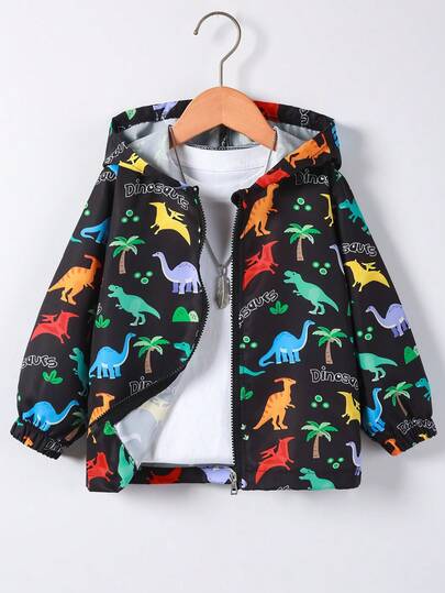 Casuvi Kids 1pc Young Boy Casual Minimalist Street Graffiti Print Style Long Sleeve Jacket, Fashionable Casual Design, Suitable For Summer Wear, Suitable For 4-7 Years Old Boys Daily Wear
