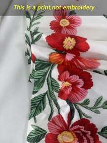 Selianne 女款白色花卉刺繡印花細肩帶無袖洋裝，夏季波希米亞風度假蕾絲飾邊收腰優雅派對雞尾酒洋裝 - 彩色 - 查看 6
