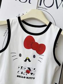 Resyla HELLO KITTY AND FRIENDS | SHEIN 女款經典字母印花修身背心，夏季款 - 白色 - 查看 5