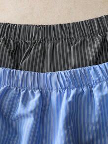Snug Zone Men's Spring/Summer Basic Minimalist Fashion Striped 3-Piece Loungewear Shorts - Multicolor - View 5