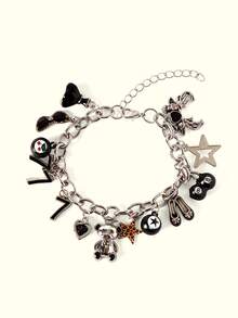 Popjeli Pulsera de viaje linda DIY, pulsera de amor, música/linda/mariposa/moda/gótica - Plateado - Ver 17