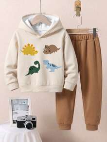 Young Boys Loose Sports Casual Simple Loose Comfortable Long Sleeve Hoodie Sweatshirt 2pcs Set Suitable For Autumn/Winter Boys Outfit Sets Graphic - Multicolor - View 4