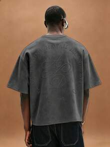 STYNVO 男士夏季休閒字母刺繡T恤 - 深灰色 - 查看 4