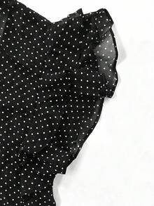 SHEIN Women's Daily Versatile Summer Chiffon Polka Dot Sleeveless Black Tie Blouse, Elegant Sheer Shirt For Outings And Commuting - Black - View 7