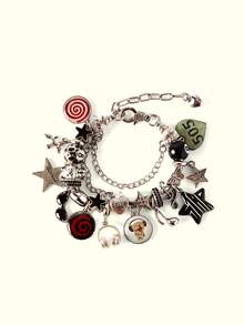 Popjeli Pulsera de viaje linda DIY, pulsera de amor, música/linda/mariposa/moda/gótica - Plateado - Ver 4
