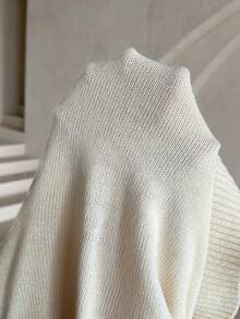 Privoire Fashion Slim Fit Ribbed Crew Neck Women's Knit Sweater - Apricot - View 7