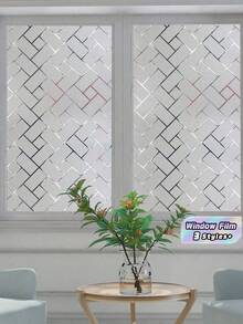 1 Gulungan Film Kaca Kisi Diagonal Buram | Stiker Pelindung Privasi Rumah | Bahan Anti-UV | Cocok Untuk Dekorasi Jendela dan Pintu Ukuran: 17,72x39,37 inci Film Privasi Jendela Stiker Jendela - transparan - View 1