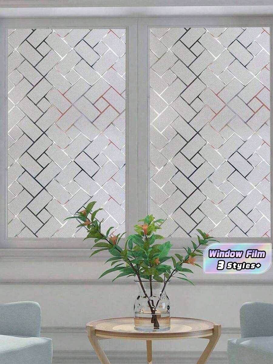 1 Gulungan Film Kaca Kisi Diagonal Buram | Stiker Pelindung Privasi Rumah | Bahan Anti-UV | Cocok Untuk Dekorasi Jendela dan Pintu Ukuran: 17,72x39,37 inci Film Privasi Jendela Stiker Jendela - transparan - View 1