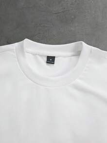 PAVTROS Men's Letter Print Drop Shoulder Crew Neck Casual T-Shirt, Holiday - White - View 6