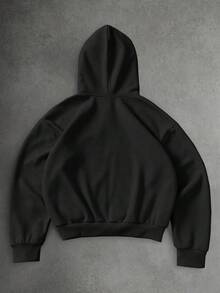 PAVTROS Hoodie Pria Lengan Panjang Model Patchwork dengan Resleting dan Kantong di Bagian Depan - Hitam - View 3