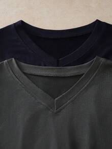 Provexi Provexi 男士基本款休閒寬鬆舒適黑灰色短袖T恤與短褲家居服套裝（含2件上衣與2件褲子） - 彩色 - 查看 6