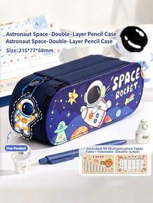 1PC PU Cartoon Double-Layer Pencil Bag,Stationery Pouch/Bag,Makeup Pouch,Pencil Organizer,Zipper Pencil Pouch3D Multifunctional Large Capacity Stationery Box For Teens, Back To School Gift - multicolor - View 3