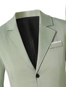 Teen Boys Green Suit Jacket & Trousers, Formal Gentleman Outfit For Performance, Wedding, Graduation, Party, Reception, Daily Wear & Back To School - Green - View 6