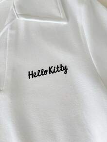 Resyla HELLO KITTY AND FRIENDS | SHEIN 2026女款夏季修身POLO衫上衣，字母Logo印花 - 白色 - 查看 3