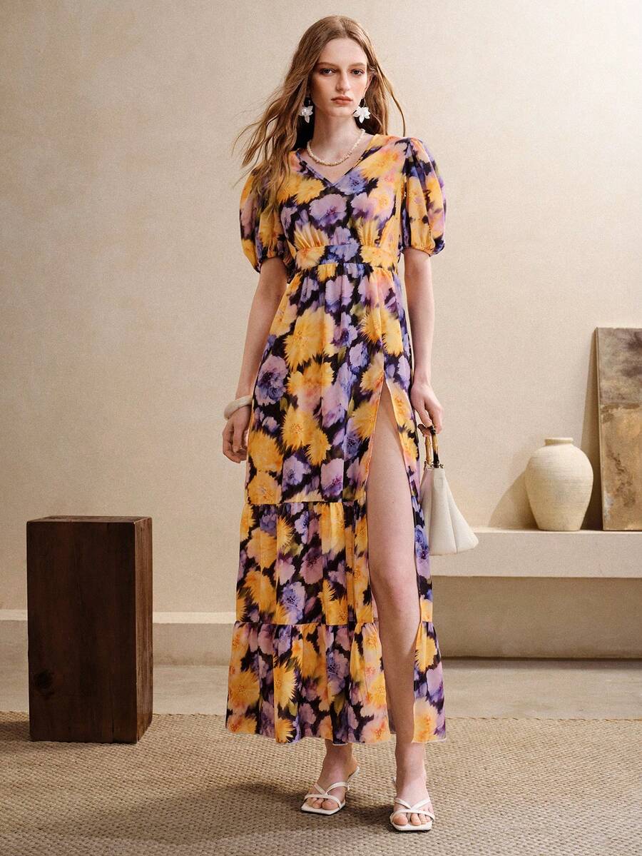 Arave Vestido elegante con estampado floral de verano - Multicolor - Ver 1