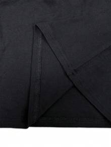 Manfinity Dauomo Kaos Pria Lengan Pendek Kerah Tegak Warna Polos Kasual Serbaguna - Hitam - View 4