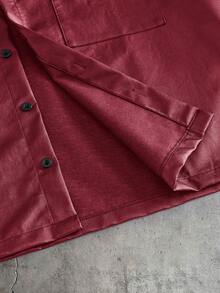 AXEPEAK Camisa casual versátil de uso diario con patrón de letras y abotonadura sencilla para hombres - Rojo - Ver 3