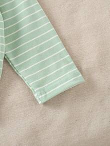 Souflis Souflis 2pcs Toddler Baby Boy Clothes Casual Striped Button Pocket Long Sleeve Soft Top And Pants 2 Piece Sets Outfit Vacation Summer Baby Boy Clothing Sets - Green - View 5