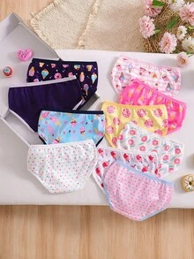 SHEIN 隨機盲盒 5件/組 女童柔軟內褲，對比色肩帶設計 - 彩色 - 查看 2