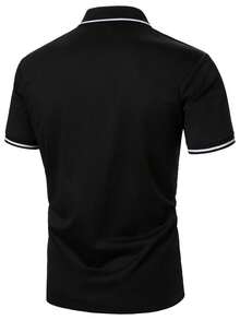 Manfinity Homme Men's Knight Print Colorblock Casual Versatile Commute Travel Short Sleeve Polo Shirt - Multicolor - View 2