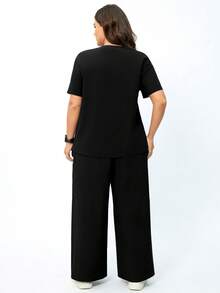 TaskEZ Women's Plus Size Surgical Gown Top And Pants Loose Two Pieces Set - Black - View 2