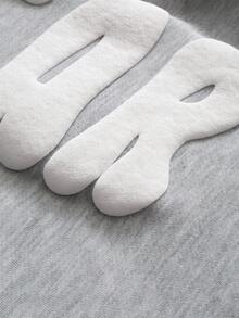 ROMWE MEN Prep Men's Streetwear Letter Puff Print 3/4 Length Sweatpants - Grey - View 2