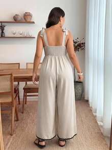 Enliva Plus Size Women's Sleeveless Colorblock Midi Jumpsuit, Fashionable Summer Vacation Casual Style, Suitable For Apple And Curvy Body Types - Multicolor - View 2