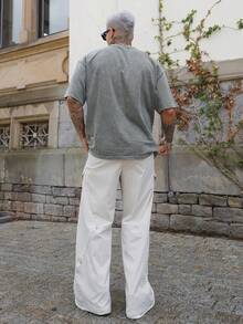 Artur Kramer 男士休闲宽松阔腿铆钉裤 米色男士阔腿裤 男士卡其色裤子 宽松卡其色裤子 喇叭裤 - 米色 - 查看 2