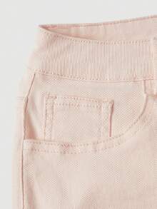 SHEIN MOD Women's Pocketed Rolled Hem Casual Versatile Denim Skirt - Baby Pink - View 4