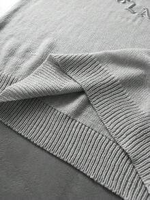 ROMWE MEN Street Life Men's Crew Neck Circular Embroidered Letter Knit Top Streetwear - Grey - View 6