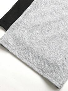 SHEIN Tween女孩雙腰帶羅紋長褲 灰色黑色 2件套，買1送1，2套 - 彩色 - 查看 7