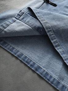 ROMWE MEN Street Life Casual Chinese Style Men's Versatile Denim Top - Blue - View 8