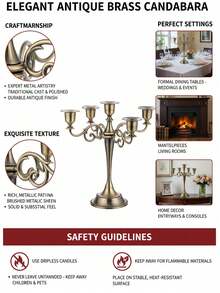 Vintage Retro Candlestick Set (5/3 Arms), Elegant Table Decor For Wedding Banquet, Proposal, Birthday & Family Gathering, Romantic Atmosphere For Outdoor Terrace, Office & Dining. - multicolor - View 4