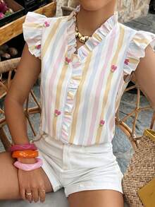 Flora Isola Flora Isola 女款隨機印花休閒襯衫，適合日常穿著 - 彩色 - 查看 3